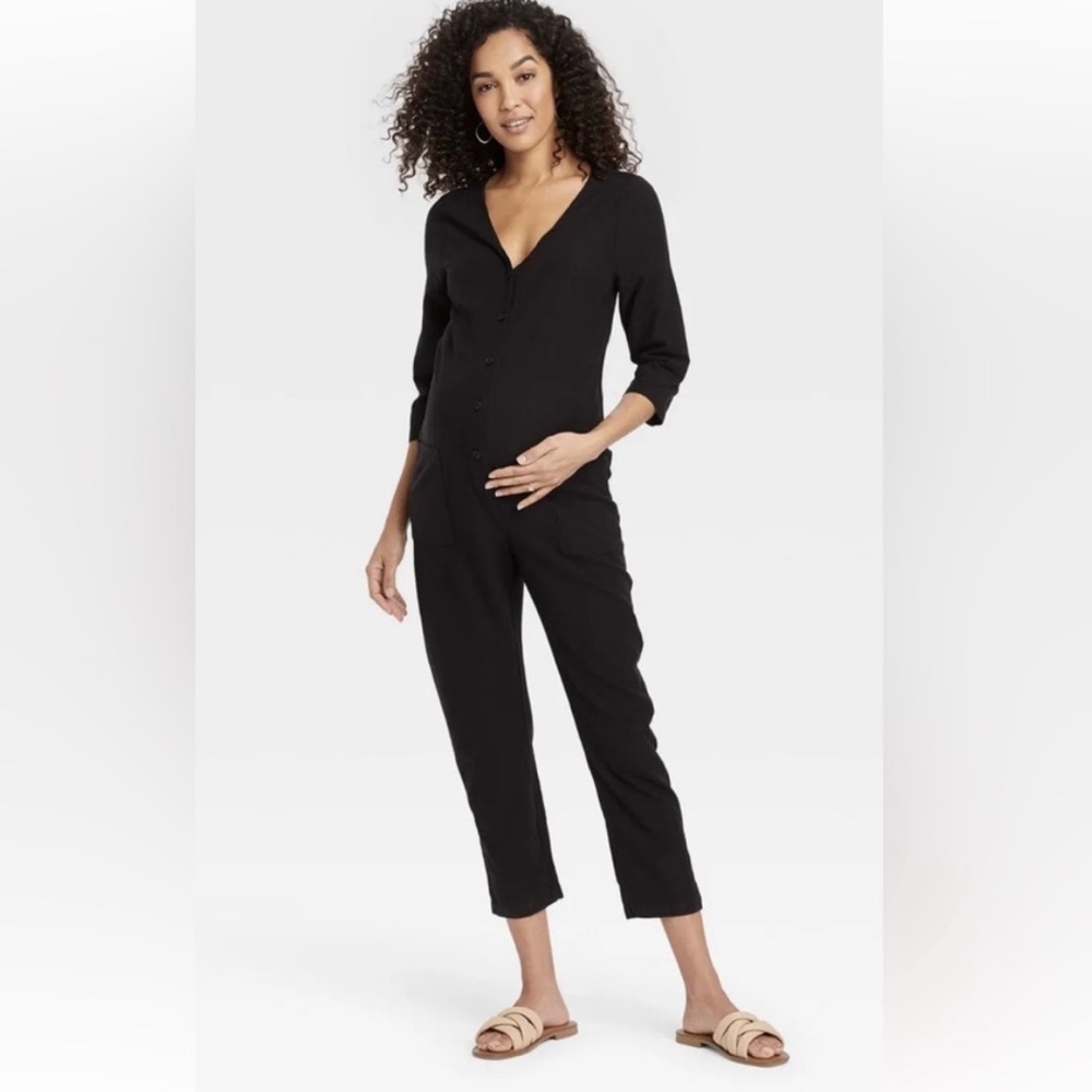 The Nines By Hatch 3/4 Sleeve Button Up Black Jum… - image 6